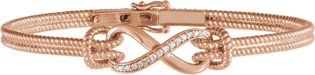 14K Gold Round Natural Diamond Infinity Rope Bangle Bracelet - Rose Gold