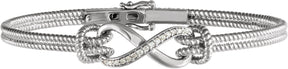 14K Gold Round Natural Diamond Infinity Rope Bangle Bracelet - White Gold