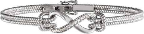 14K Gold Round Natural Diamond Infinity Rope Bangle Bracelet - White Gold