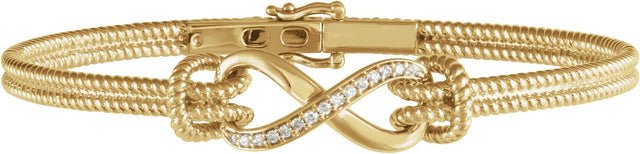 14K Gold Round Natural Diamond Infinity Rope Bangle Bracelet - Yellow Gold