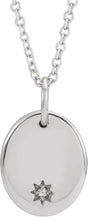 14K Gold Engravable Accented Necklace – 11x9mm - White Gold