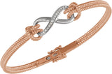 14K Gold Round Natural Diamond Infinity Rope Bangle Bracelet - Two-Tone - view 3