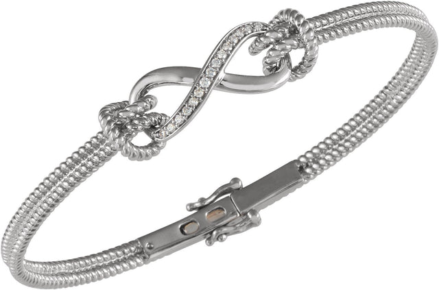 14K Gold Round Natural Diamond Infinity Rope Bangle Bracelet - White Gold - view 3