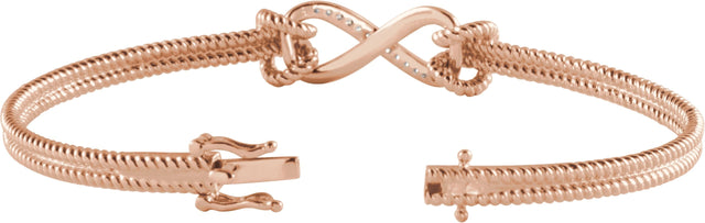 14K Gold Round Natural Diamond Infinity Rope Bangle Bracelet - Rose Gold - view 2