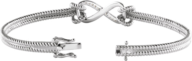 14K Gold Round Natural Diamond Infinity Rope Bangle Bracelet - White Gold - view 2