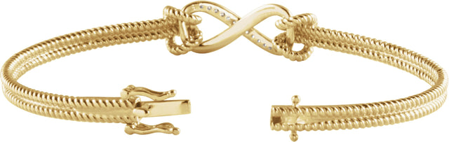 14K Gold Round Natural Diamond Infinity Rope Bangle Bracelet - Yellow Gold - view 2