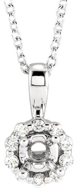 14K Gold Round Natural Diamond Halo-Style Necklace – up to 1/4 CTW