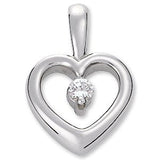Platinum Round Natural Diamond Heart Pendant