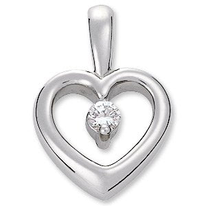 Platinum Round Natural Diamond Heart Pendant