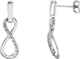 14K Gold Round Natural Diamond Infinity-Inspired Earrings - White Gold