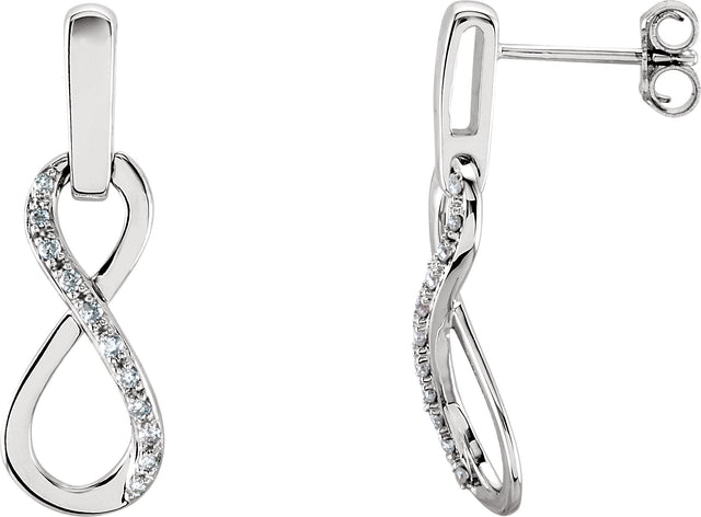 14K Gold Round Natural Diamond Infinity-Inspired Earrings - White Gold
