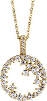 14K Gold Scattered Circle Necklace or Pendant - Yellow Gold