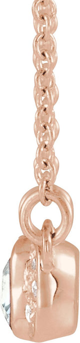 14K Gold Emerald Natural White Sapphire Accented Bar Necklace - Rose Gold - view 2