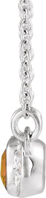 Platinum Emerald Natural Citrine Accented Bar Necklace - view 2