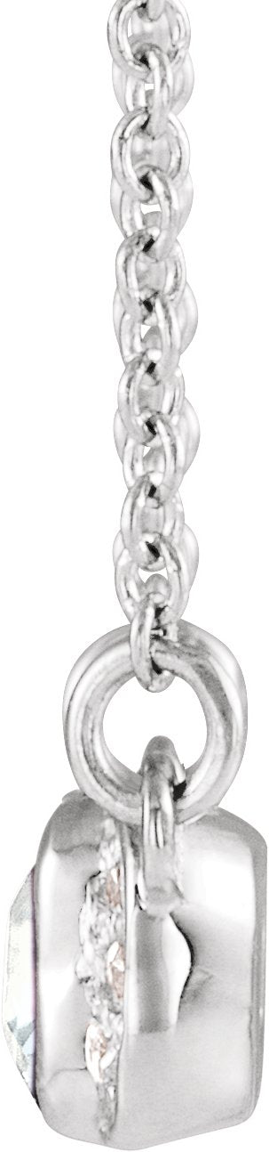14K Gold Emerald Natural Diamond Accented Bar Necklace - White Gold - view 2
