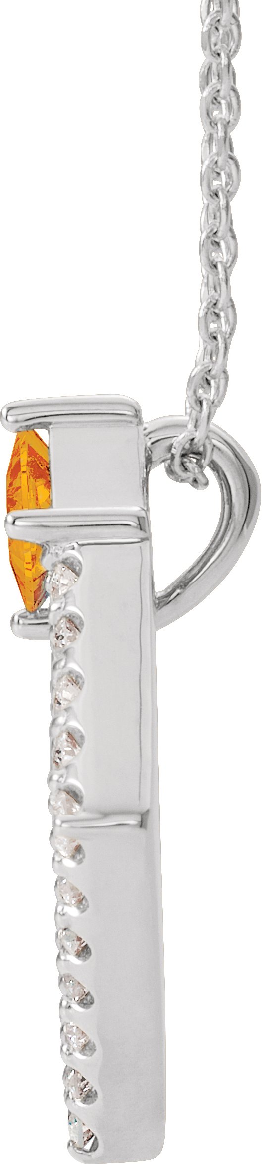 Platinum Square Natural Citrine Accented Geometric Necklace or Pendant - view 2
