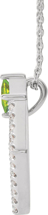 Platinum Square Natural Peridot Accented Geometric Necklace or Pendant - view 2