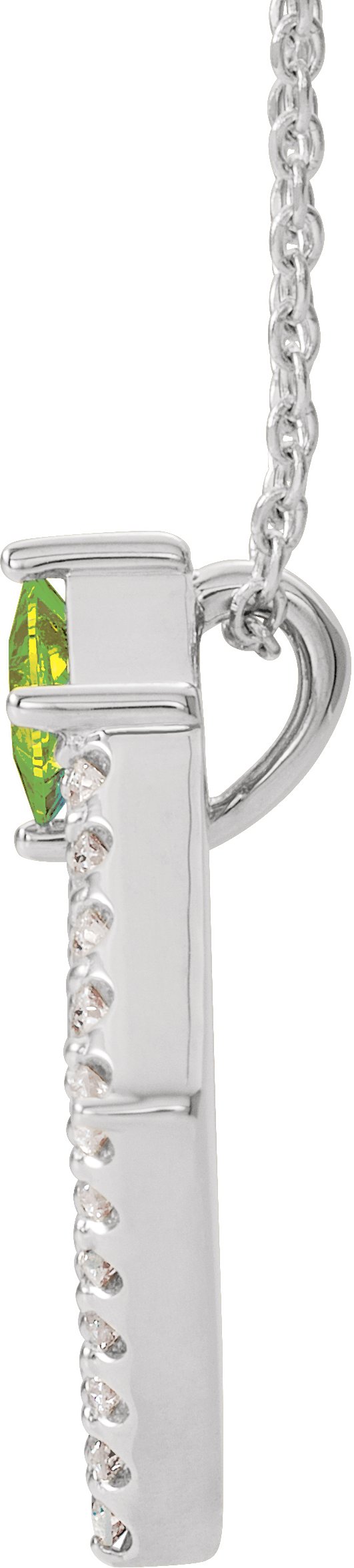 14K Gold Square Natural Peridot Accented Geometric Necklace or Pendant - White Gold - view 2