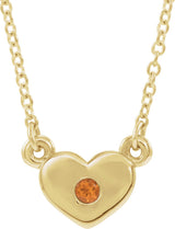 14K Gold Round Natural Citrine Heart Necklace - Yellow Gold