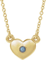 14K Gold Round Natural Alexandrite Heart Necklace - Yellow Gold