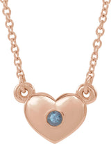14K Gold Round Lab-Grown Alexandrite Heart Necklace - Rose Gold