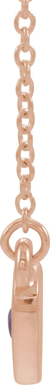 14K Gold Round Natural Amethyst Heart Necklace - Rose Gold - view 2