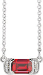 Platinum Emerald Natural Ruby Accented Bar Necklace