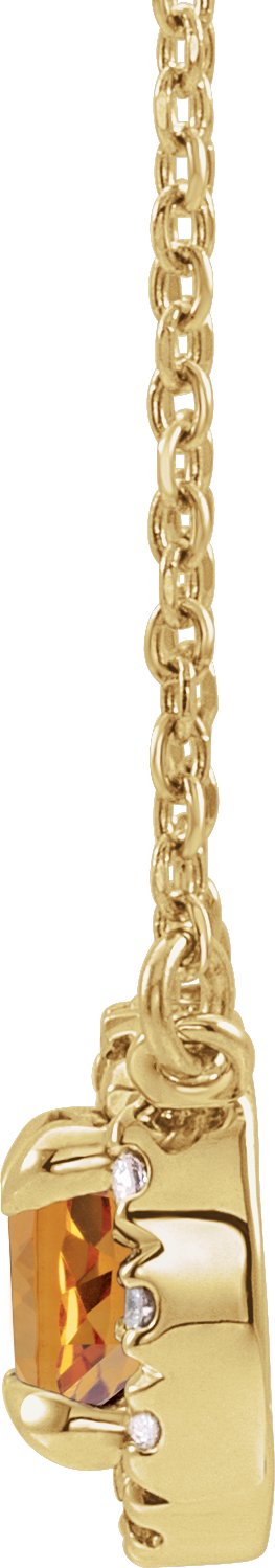 14K Gold Round Natural Citrine French-Set Halo-Style Necklace - Yellow Gold - view 2