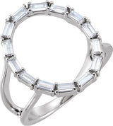 14K Gold Straight Baguette Natural Diamond Negative Space Ring II - White Gold