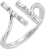 14K Gold Natural Diamond Double Bar Ring - White Gold