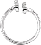 14K Gold Natural Diamond Double Bar Ring - White Gold - view 2