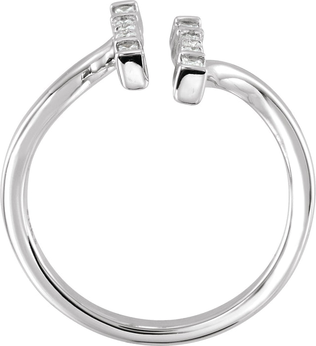 14K Gold Natural Diamond Double Bar Ring - White Gold - view 2