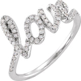 14K Gold Round Natural Diamond Love Ring II - White Gold