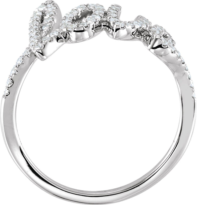 14K Gold Round Natural Diamond Love Ring II - White Gold - view 2