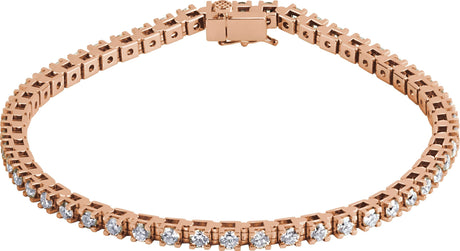 14K Gold Round Lab-Grown Diamond Line Bracelet – 2.7mm Stones - Rose Gold