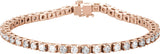 14K Gold Round Natural Diamond Line Bracelet – 3mm Stones - Rose Gold