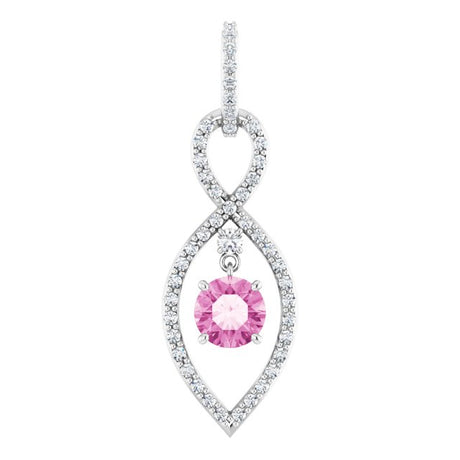 14K Gold Round Natural Pink Sapphire Infinity-Inspired Pendant