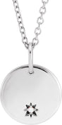Platinum Round Natural Diamond Engravable Accented Necklace – 0.005 CTW