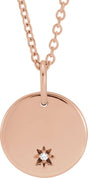 14K Gold Round Natural Diamond Engravable Accented Necklace – 0.005 CTW - Rose Gold