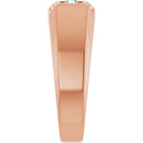 14K Gold Round Natural Diamond Three-Stone Ring III - Rose Gold - view 4