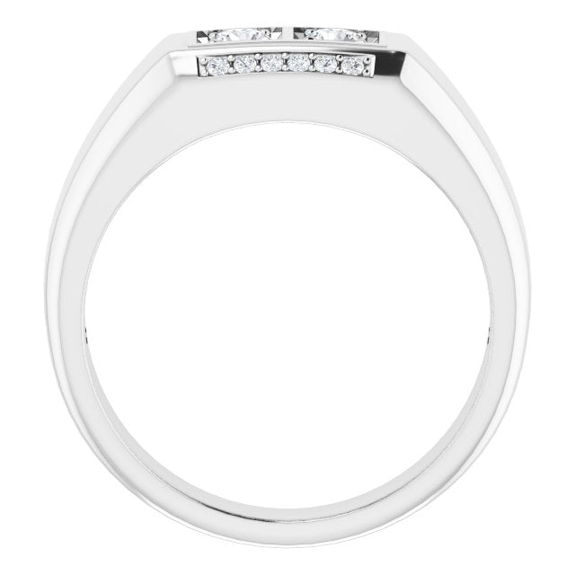 14K Gold Round Natural Diamond Two-Stone Ring – 3.4mm Stones - White Gold - view 2