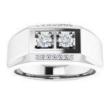 14K Gold Round Natural Diamond Two-Stone Ring – 3.4mm Stones - White Gold - view 3