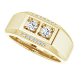 14K Gold Round Natural Diamond Two-Stone Ring – 3.4mm Stones - Yellow Gold - view 5