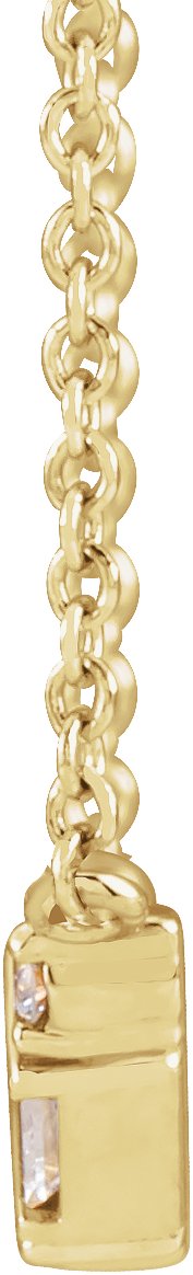 14K Gold Straight Baguette Natural Diamond Accented Baguette Bar Necklace - Yellow Gold - view 2