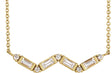 14K Gold Straight Baguette Natural Diamond Accented Baguette Bar Necklace - Yellow Gold