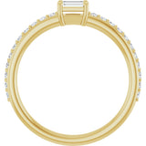 14K Gold Straight Baguette Natural Diamond Accented Stackable Ring - Yellow Gold - view 2