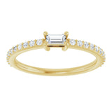 14K Gold Straight Baguette Natural Diamond Accented Stackable Ring - Yellow Gold - view 3