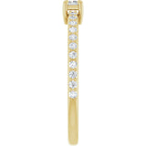 14K Gold Straight Baguette Natural Diamond Accented Stackable Ring - Yellow Gold - view 4