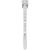 14K Gold Straight Baguette Natural Diamond Accented Stackable Ring - White Gold - view 4