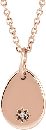14K Gold Engravable Accented Necklace - Rose Gold